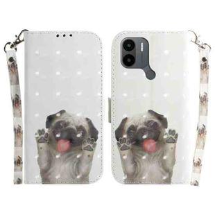 For Xiaomi Redmi A1+ 3D Colored Pattern Flip Leather Phone Case(Pug)