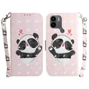 For Xiaomi Redmi A1+ 3D Colored Pattern Flip Leather Phone Case(Heart Panda)