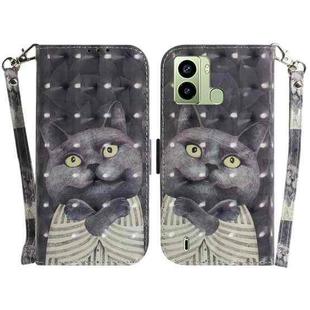 For Tecno Pop 6 Fingerprint 3D Colored Pattern Flip Leather Phone Case(Hug Cat)