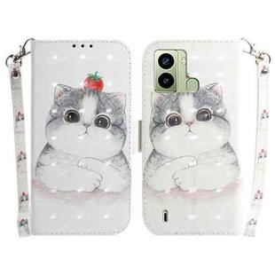 For Tecno Pop 6 Fingerprint 3D Colored Pattern Flip Leather Phone Case(Cute Cat)