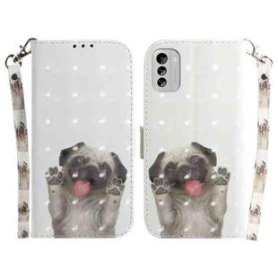 For Nokia G60 3D Colored Pattern Flip Leather Phone Case(Pug)