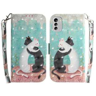 For Nokia G60 3D Colored Pattern Flip Leather Phone Case(Black White Cat)