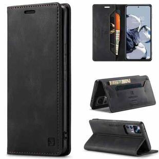 For Xiaomi 12T／12T Pro AutSpace A01 Retro Skin-feel Crazy Horse Texture Leather Phone Case(Black)