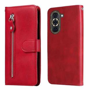 For Huawei nova 10 Calf Texture Zipper Leather Phone Case(Red)