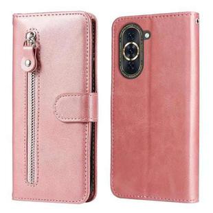 For Huawei nova 10 Calf Texture Zipper Leather Phone Case(Rose Gold)