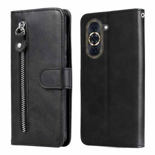 For Huawei nova 10 Calf Texture Zipper Leather Phone Case(Black)