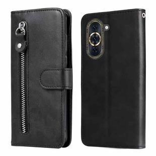 For Huawei nova 10 Pro Calf Texture Zipper Leather Phone Case(Black)