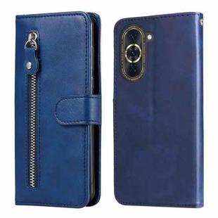 For Huawei nova 10 Pro Calf Texture Zipper Leather Phone Case(Blue)