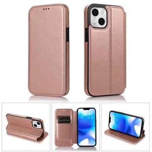 For iPhone 14 Pro Max Strong Magnetic Closure PU + TPU Leather Phone Case(Rose Gold)