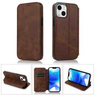 For iPhone 14 Pro Strong Magnetic Closure PU + TPU Leather Phone Case(Brown)