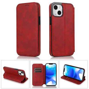 For iPhone 14 Plus Strong Magnetic Closure PU + TPU Leather Phone Case(Red)