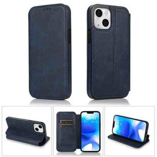 For iPhone 14 Plus Strong Magnetic Closure PU + TPU Leather Phone Case(Blue)