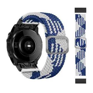 For Garmin Fenix 7X Adjustable Nylon Braided Elasticity Watch Band(Blue White)