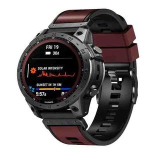 For Garmin Fenix 7X 26mm Plain Weave Two-Color Quick Release Silicone Watch Band(Wine Red)