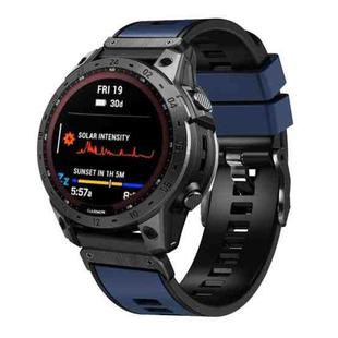 For Garmin Fenix 7X 26mm Plain Weave Two-Color Quick Release Silicone Watch Band(Dark Blue Black)