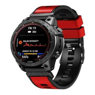 For Garmin Fenix 7 22mm Plain Weave Two-Color Quick Release Silicone Watch Band(Red)