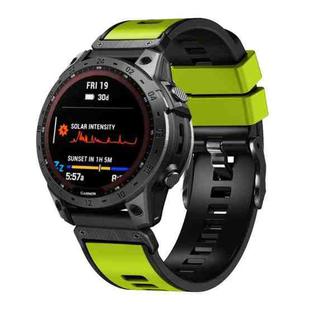 For Garmin Fenix 7 22mm Plain Weave Two-Color Quick Release Silicone Watch Band(Lime Black)