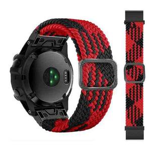 For Garmin Fenix 7 Adjustable Nylon Braided Elasticity Watch Band(Red Black)