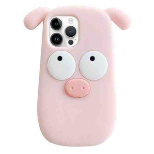 For iPhone 14 Pro 3D Cute Pig Silicone Phone Case(Pink)