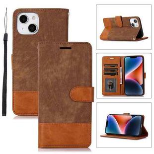 For iPhone 14 Splicing Leather Phone Case(Brown)