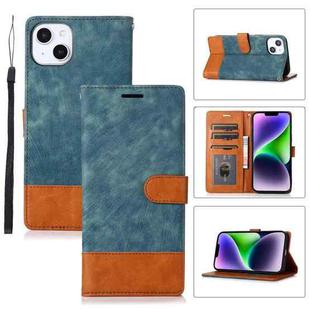 For iPhone 14 Plus Splicing Leather Phone Case(Green)