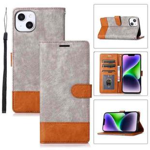 For iPhone 14 Plus Splicing Leather Phone Case(Grey)