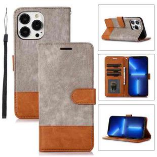 For iPhone 13 Pro Splicing Leather Phone Case(Grey)