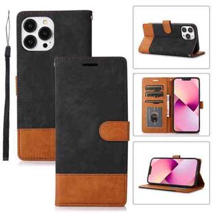 For iPhone 13 Pro Max Splicing Leather Phone Case(Black)