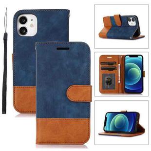 For iPhone 12 mini Splicing Leather Phone Case(Dark Blue)