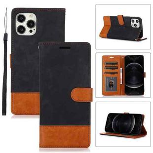 For iPhone 12 / 12 Pro Splicing Leather Phone Case(Black)