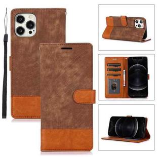 For iPhone 12 / 12 Pro Splicing Leather Phone Case(Brown)