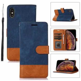 For iPhone X / XS Splicing Leather Phone Case(Dark Blue)