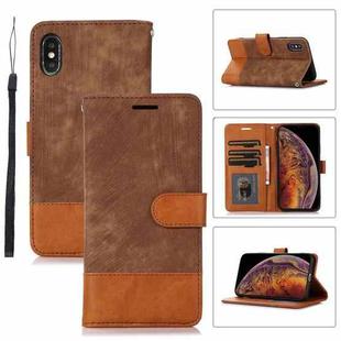 For iPhone X / XS Splicing Leather Phone Case(Brown)