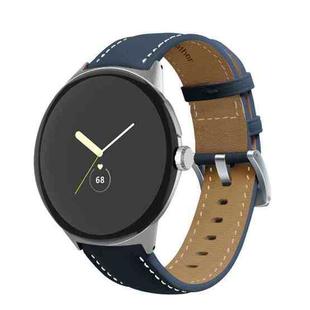 For Google Pixel Watch Pointed Tail Stitching Genuine Leather Watch Band(Blue)