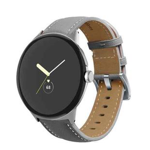 For Google Pixel Watch Pointed Tail Stitching Genuine Leather Watch Band(Grey)