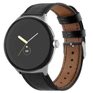 For Google Pixel Watch Round Tail Genuine Leather Watch Band(Black)