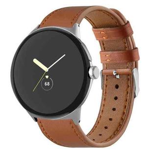 For Google Pixel Watch Round Tail Genuine Leather Watch Band(Brown)