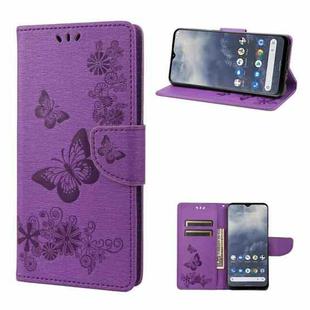 For Nokia G60 Butterfly Embossed Horizontal Flip Leather Phone Case(Purple)