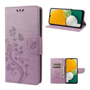 For Samsung Galaxy A54 5G Butterfly Flower Pattern Leather Phone Case(Light Purple)