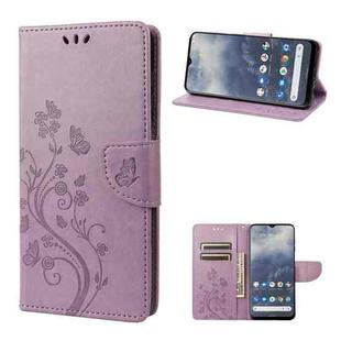 For Nokia G60 Butterfly Flower Pattern Leather Phone Case(Light Purple)