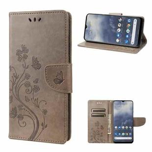 For Nokia G60 Butterfly Flower Pattern Leather Phone Case(Grey)
