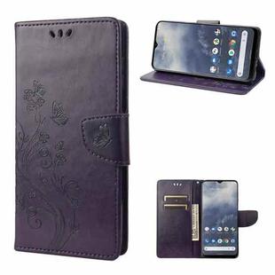 For Nokia G60 Butterfly Flower Pattern Leather Phone Case(Deep Purple)