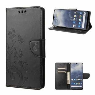 For Nokia G60 Butterfly Flower Pattern Leather Phone Case(Black)