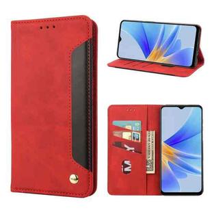 For OPPO A17 Skin Feel Splicing Leather Phone Case(Red)