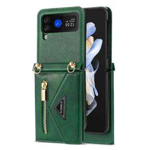 For Samsung Galaxy Z Flip4 N.BEKUS Side Zipper Folding Phone Leather Case(Green)
