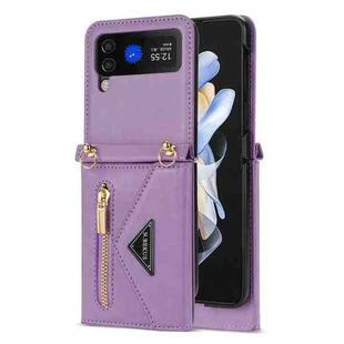 For Samsung Galaxy Z Flip4 N.BEKUS Side Zipper Folding Phone Leather Case(Purple)