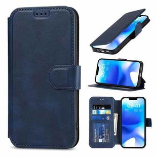 For iPhone 14 Shockproof PU + TPU Leather Phone Case(Dark Blue)