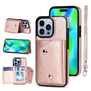 For iPhone 14 Pro Max Card Slots PU + TPU Leather Phone Case(Rose Gold)
