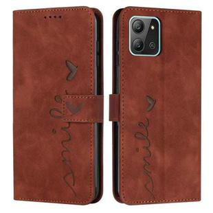 For Infinix Hot 11 2022 Skin Feel Heart Pattern Leather Phone Case(Brown)