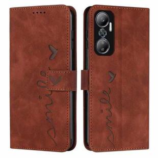 For Infinix Hot 20 4G Skin Feel Heart Pattern Leather Phone Case(Brown)